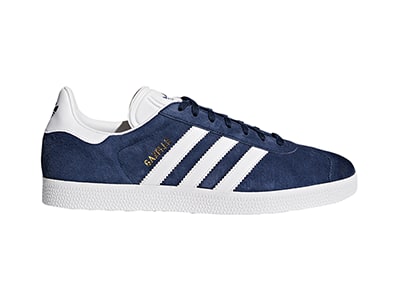 Navy adidas Gazelle trainers with white stripes