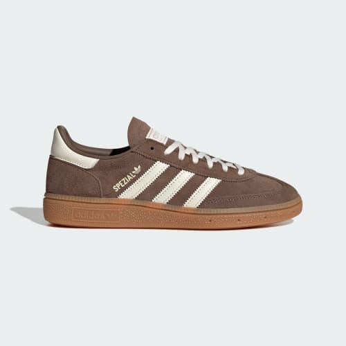 Brown adidas Handball Spezial trainers with light stripes and gum soles